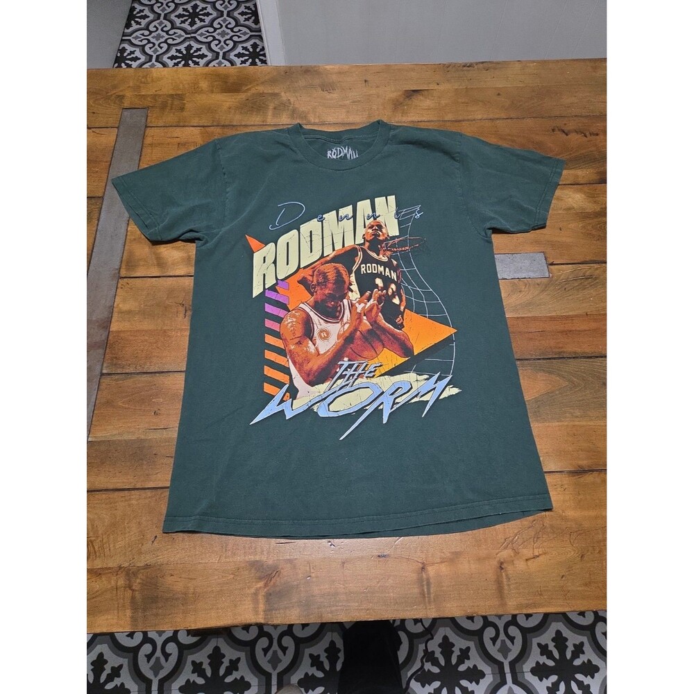 Rodman Apparel The Worm Shirt Medium Green Dennis Rodman Graphic Tee Basketball